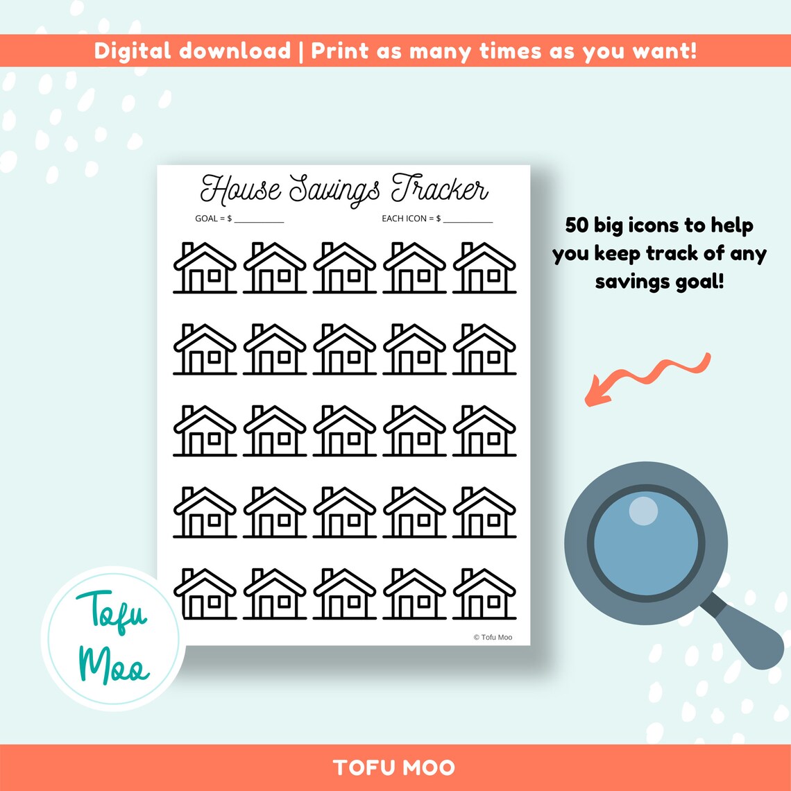 House Goal Tracker House Savings Tracker Printable Down | Etsy