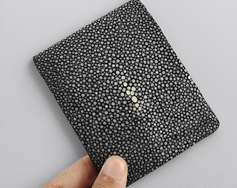 Men&#39;s Genuine Polished Full Stingray Leather Wallet,Stingray Wallet,Fish Leather,Mens Wallet,Leather Wallet,Stingray Gift
