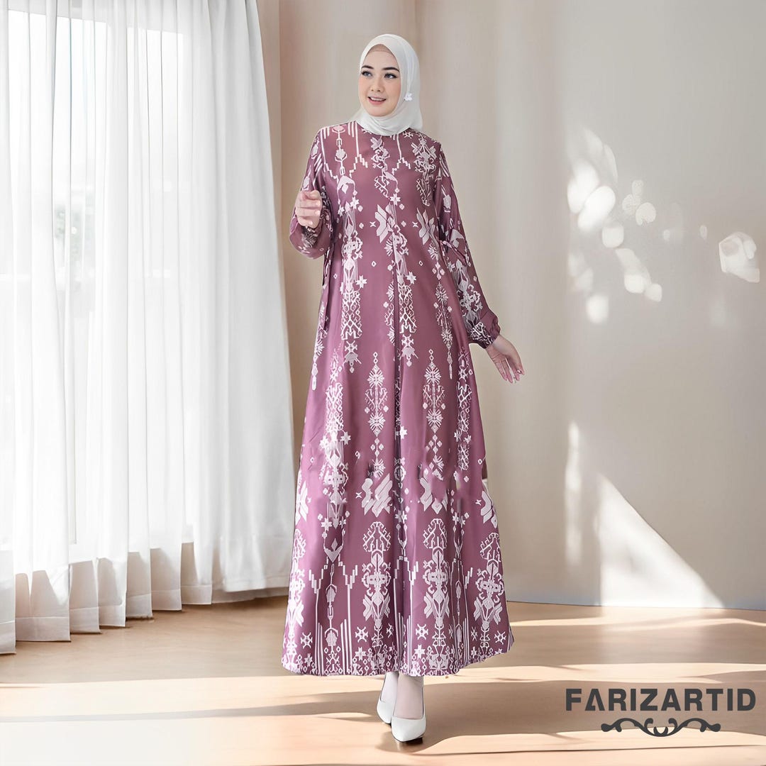 Nagita Silk Floral Motif Gamis Elegant and Comfortable,Muslim Dress,Muslim Dress Wedding,Women Muslim Attire,Women Islamic Dress