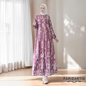 Vestido musulmán de seda con estampado floral, elegante y cómodo, para boda, para mujer musulmana, para mujer islámica.