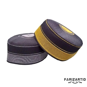 Peci Recca Gold Silver Series Bone Motif, Muslim Knit Cap, Religious Cap, Handmade Peci, Muslim Beanie