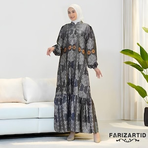 Vestido Aurora de seda con motivo étnico, cómodo y elegante, vestido musulmán, vestido musulmán para boda, atuendo musulmán para mujer, vestido islámico para mujer