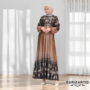 Vestido jumbo de seda Syameera Gamis, elegante y cómodo, con motivos florales, vestido musulmán, vestido musulmán para boda, atuendo musulmán para mujer, ropa islámica para mujer