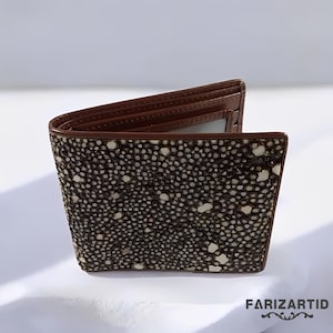 Cartera para hombre de piel de raya Stingray Star, elegante y de alta calidad, cartera Stingray, piel de pez, cartera para hombre, cartera de piel