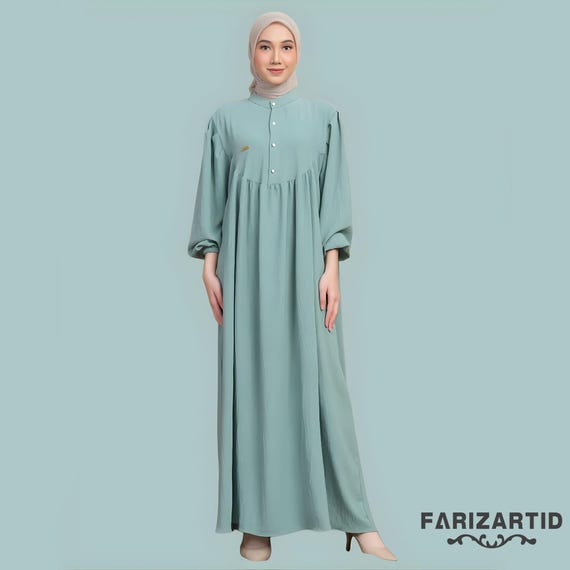 Mint Green Crinkle Abaya Stylish Amelia Women's Muslim Dress,Muslim Dress,Muslim Dress Wedding,Women Muslim Attire,Women Islamic Dress