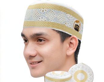 Chapeau Ka'bah Songkok, chapeau pour homme adulte, design élégant, confortable à porter, bonnet de prière, bonnet musulman en tricot, casquette religieuse, pecis fait main, bonnet musulman