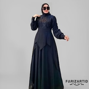 Lujoso vestido de fiesta Queenna: hermoso y elegante vestido musulmán, vestido musulmán, vestido musulmán de boda, vestido islámico para mujer