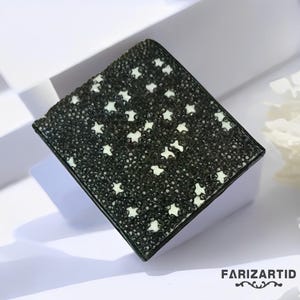 Schwarze Rochenleder Herren Geldbörse Elegant und Bequem, Rochenleder Geldbörse, Fischleder, Herren Geldbörse, Leder Geldbörse, Rochen Geschenk