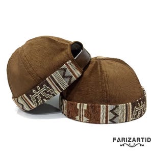 Miki Hat Velvet Brown Peci Hat – Modern Style Muslim Songkok, Muslim Knit Cap, Religious Cap, Handmade Peci, Muslim Beanie