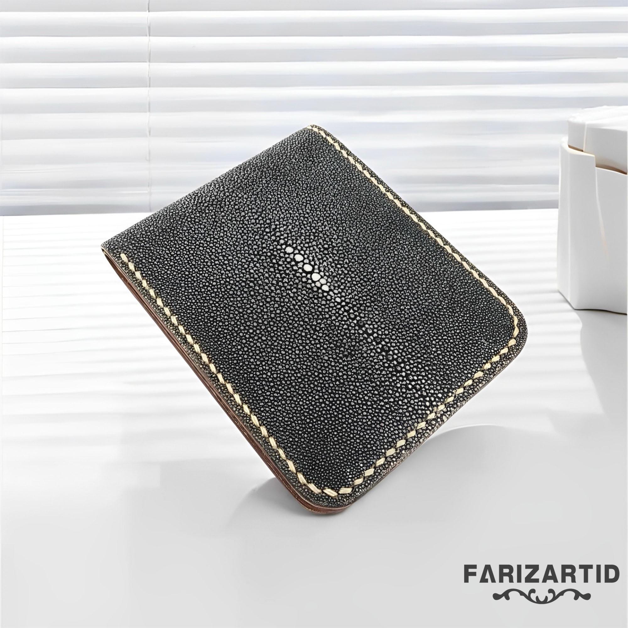 Black Stingray Leather Wallet Handmade And Hand-Stitched,Stingray Wallet,Fish Leather,Mens Wallet,Leather Wallet,Stingray Gift