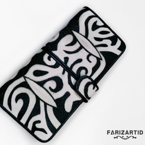 Carteira de botão de Batik Borneo autêntica – feita de couro de arraia, carteira de arraia, couro de peixe, carteira feminina, carteira de couro, presente de arraia