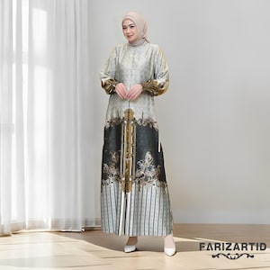 Vestido de seda Hagia con motivo floral étnico, elegante y cómodo, vestido musulmán, vestido musulmán de boda, atuendo musulmán para mujer, vestido islámico para mujer