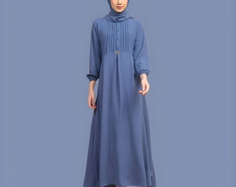 Azalia Denim Plain Crinkle Women's Muslim Dress,Muslim Dress,Muslim Dress Wedding,Women Muslim Attire,Women Islamic Dress,Islamic Dress