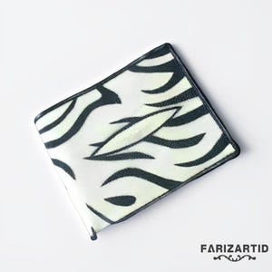 Carteira Masculina Elegante – Couro Stingray Único, Estampa de Zebra, Carteira Stingray, Couro de Peixe, Carteira Masculina, Carteira de Couro