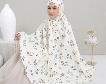 Reisefreundlicher Baumwoll Mukena - Azura Serie mit Lasercut Elegance Muslimischen Gebetskleid