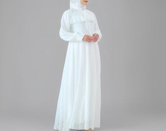 Vestido de brocado blanco para Eid Ceruti Mix: se ve encantador, moda musulmana, mujeres musulmanas, vestidos de mujer, vestidos islámicos