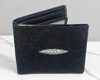 Men&#39;s Genuine Stingray Leather Wallet with Diamond Pattern Motif,Stingray Wallet,Fish Leather,Mens Wallet,Leather Wallet,Stingray Gift
