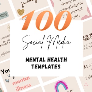 Mental Health Social Media Templates, Canva Templates, Mental Health Instagram Templates, Instagram Post and Story Mental Health Templates