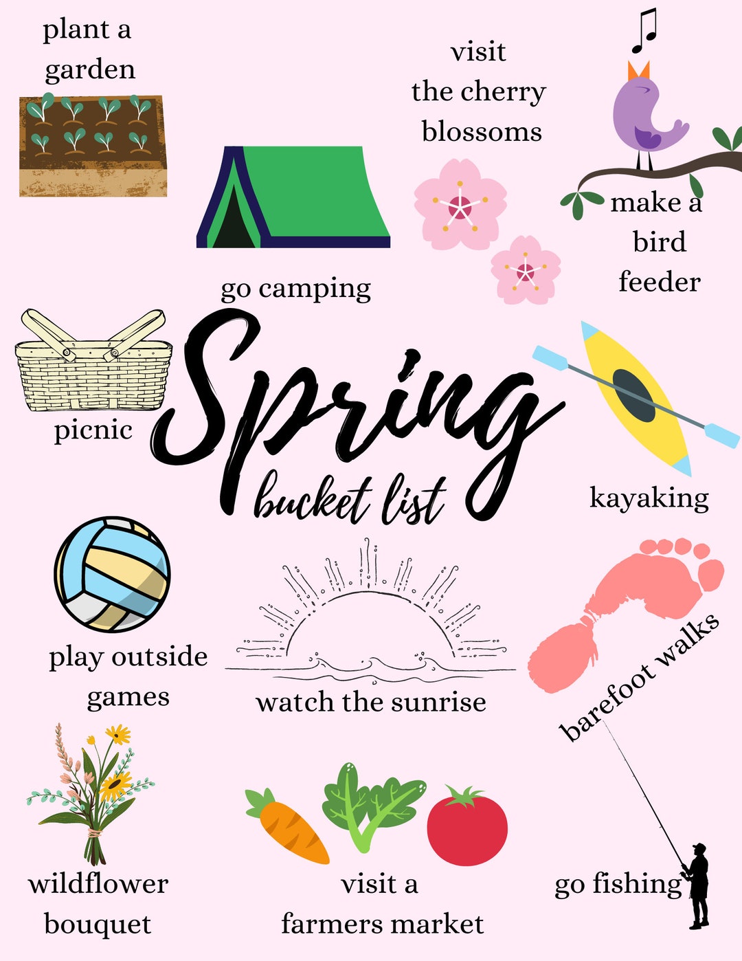 Spring Bucket List Visual Spring Bucket List - Etsy