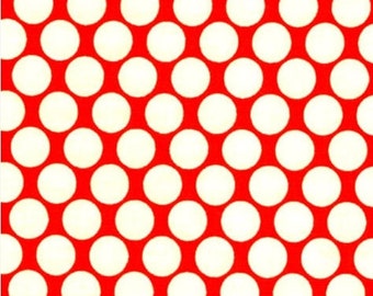 OOP Amy Butler - Full Moon Polka Dots in Cherry - by the Yard - Pinks Designer Fabric - Lotus Collection