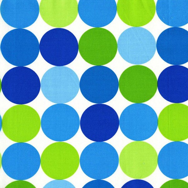 OOP Michael Miller Fabric - LAST 29 INCHES - Disco Dot in Caribbean - Aqua Turquoise White Lime Green