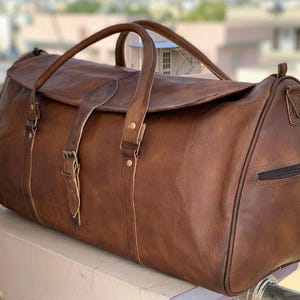 Leather Duffle Bag for Men Women Handmade Leather Weekender Gym Vacation Duffel Travel Bag Overnight Bag, Leather Holdall, Valentines gift