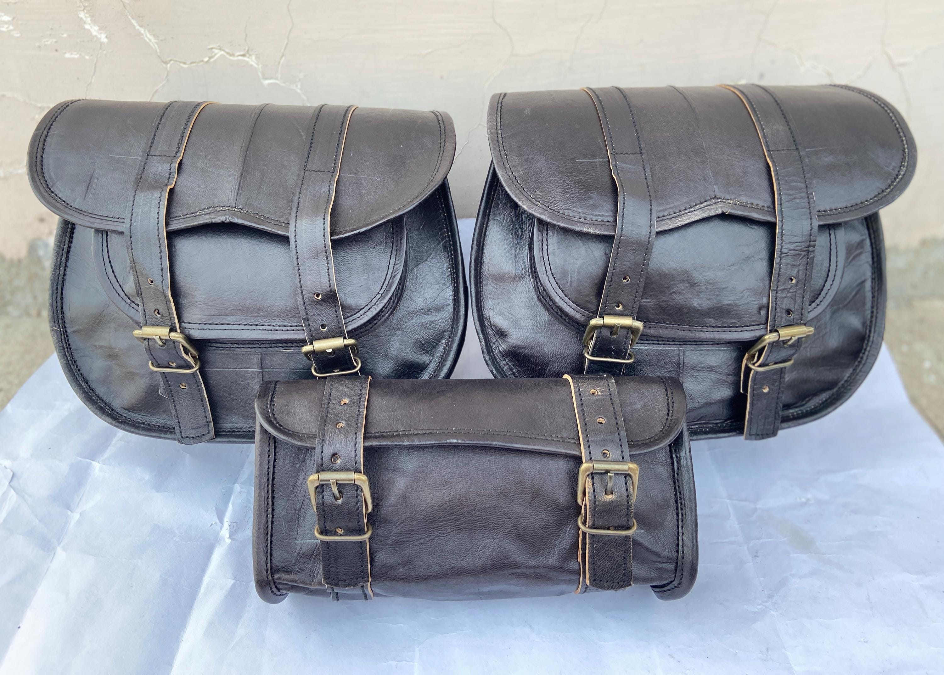 Sacoches en cuir sacoches moto noir trois sacs sacoches Sportscaster selle sacoches sacoches moto sacoche moto outil