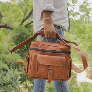 Personalized Leather Camera Bag, Leather Satchel DSLR Camera Bag, Leather Bag for Camera, Camera Bag for Nikon, Gift for photographers
