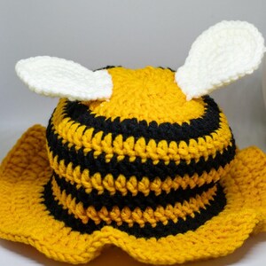 Handmade Bumble Bee Crochet Bucket Hat: Summer Sun Hat