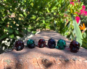 Resin Skull Keychain: Handmade Gothic Bag Charm