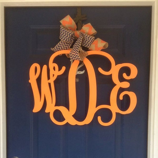 20 Inch Vine Hanging Wood Wooden Monogram Custom Painted Initials Connected Letters Any Color 20"