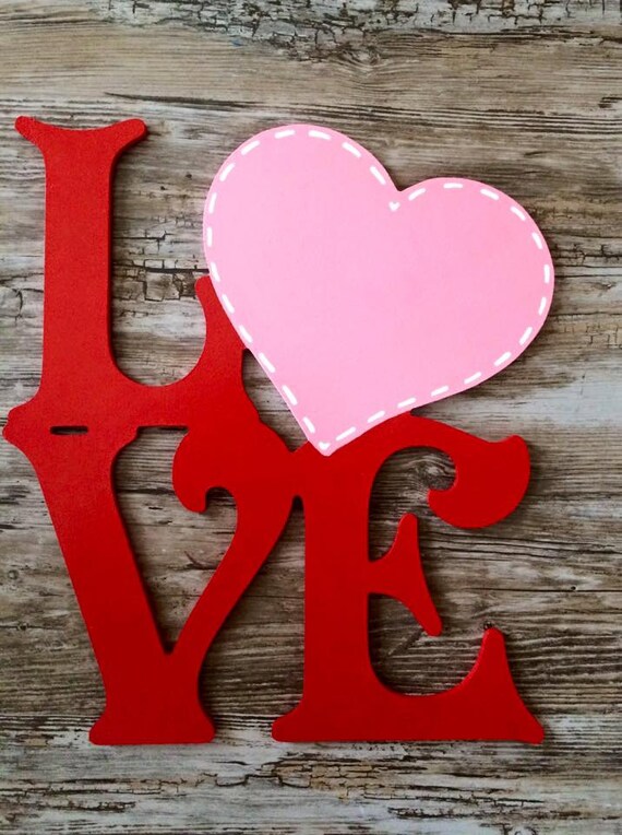  Valentine's Day Heart Wood Decor, Wooden Painted