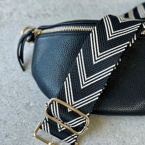 Black Chevron Bag Strap - Crossbody Bag Strap - Patterned Bag Strap - Bag Strap Accessory - Adjustable Length Strap - Trendy Bag Strap