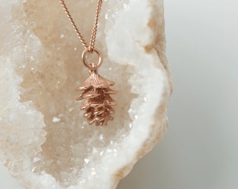 Rose Gold Tiny Pinecone Charm Necklace