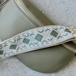Sage Bag Strap - Pattern Bag Strap - Embroidered Bag Strap - Crossbody Bag Strap - Adjustable Length Strap - Minimalist Bag Strap