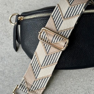 Beige Modern Bag Strap - Pattern Bag Strap - Woven Bag Strap - Crossbody Bag Strap - Adjustable Strap - Minimalist Bag Strap