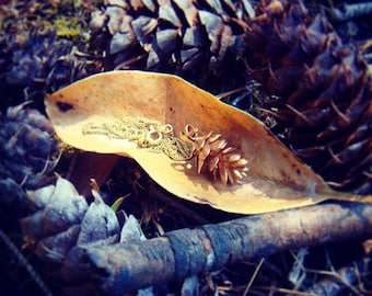 Pinecone Necklace Gold Bronze