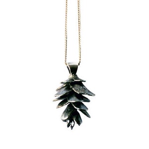 Pinecone Necklace Silver Pendant Charm image 1