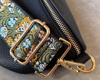 Woodland Bag Strap - Pattern Bag Strap - Embroidered Bag Strap - Floral Crossbody Bag Strap - Adjustable Length Strap - Trendy Bag Strap