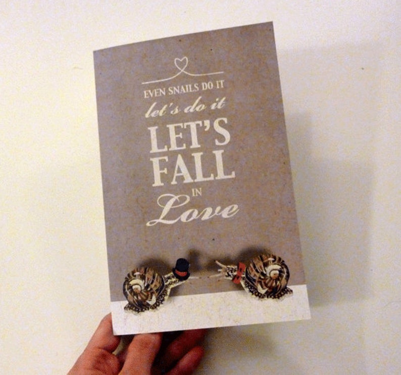 When The Snail Fall In Love DIY Romantic Snails Fall in Love Card Printable PDF for | Etsy