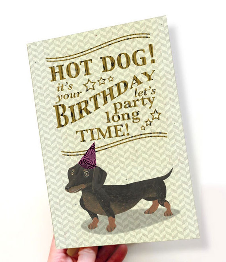 Printable PDF Cute Dachshund Dog Birthday Card Brown White - Etsy