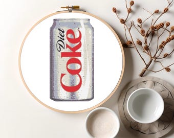 Diet Coke Cross Stitch Pattern, Quirky Pattern, Instant Download