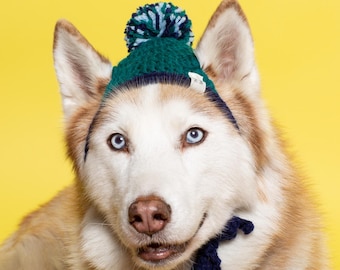 Custom Crochet Pet Beanie: Handmade Dog/Cat Hat with Pom Pom