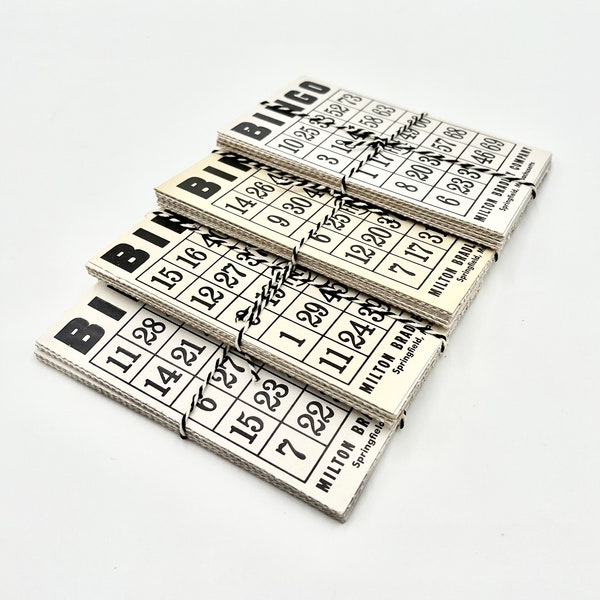 Set of 10 Milton Bradley Vintage Cardboard Bingo Cards With Black Numbers