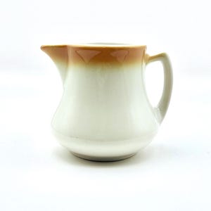 Vintage Shenango China White & Brown Restaurant Ware Ceramic Creamer/Syrup Pitcher