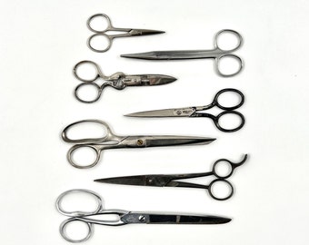 Lot of 7 Vintage Metal Scissors In Various Sizes & Styles