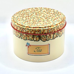 Vintage Cheinco Housewares Strawberry Design Metal "Tea" Canister