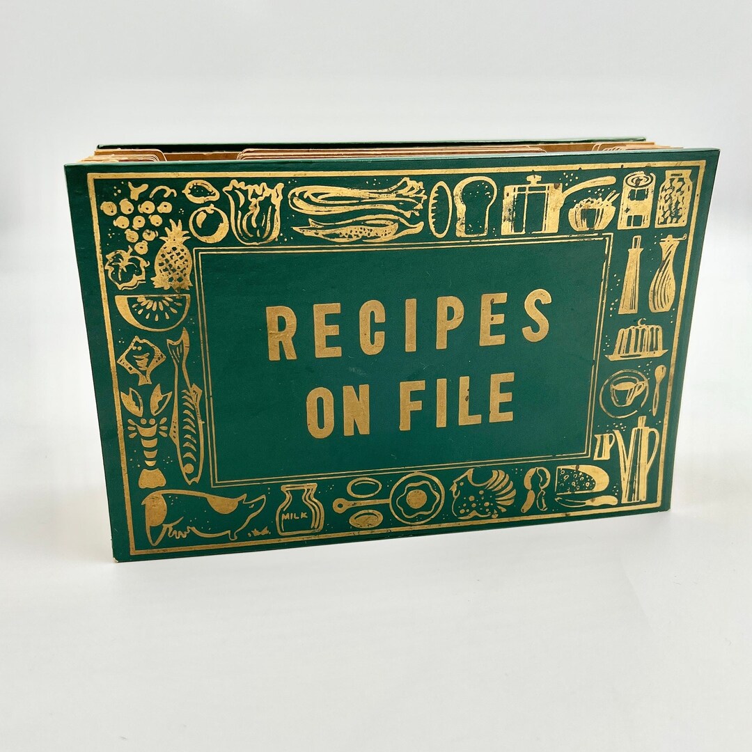Vintage Green & Gold Accordion Recipe File With Kitchen Themed Etsy