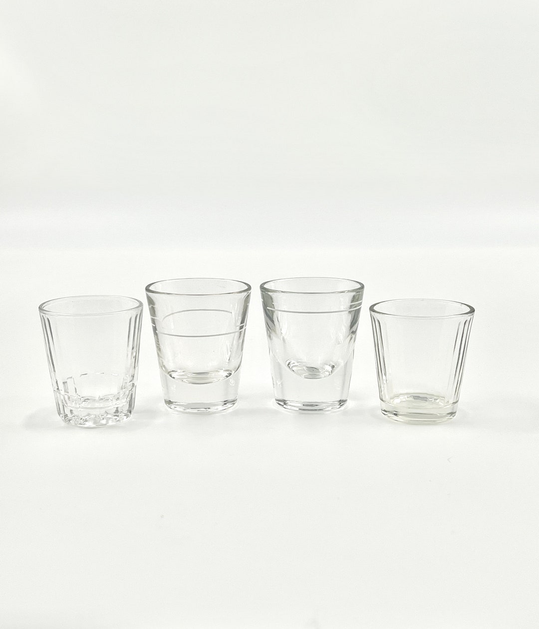 Vintage Set of 4 Different Glass Shot Glasses Etsy