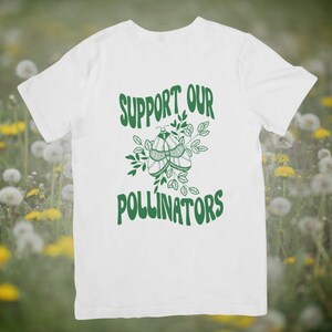 Support our Pollinators Environmental Nature Wildlife Unisex Green Butterfly T-Shirt